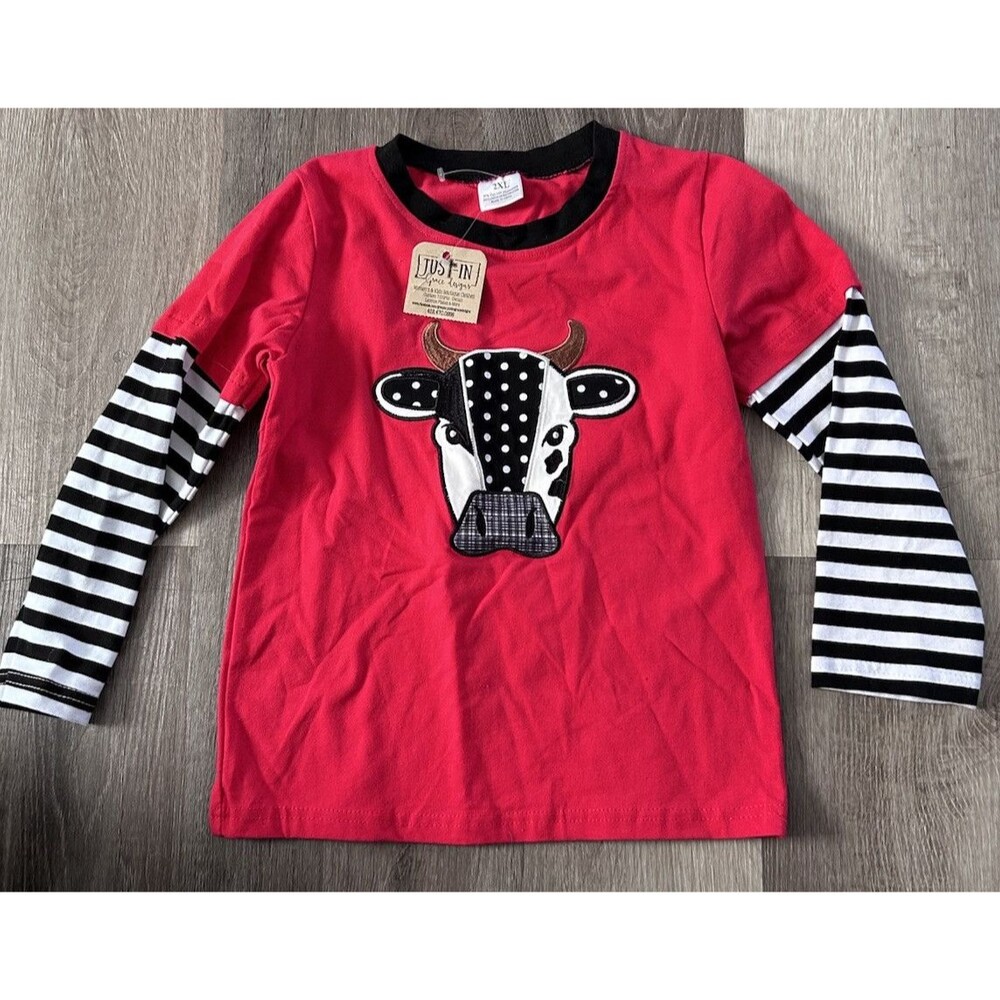 girls shirts size 7/8 Just-in Grace Designs Cow